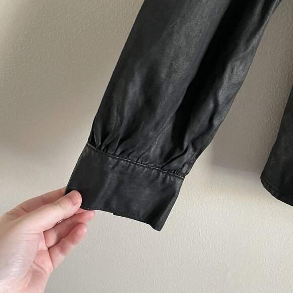 DL1961 Women S Black Medina Puff Sleeve Clarita Coated Button Up Jacket NWT - Picture 4 of 13